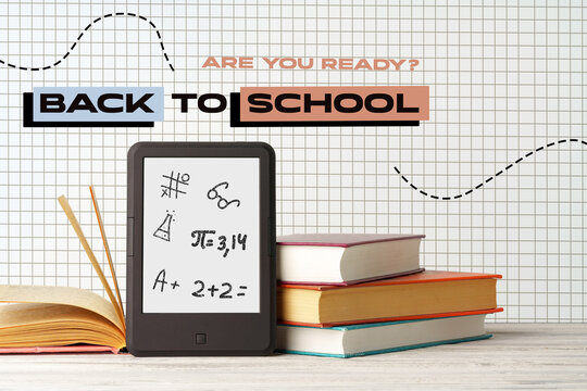 Preparing for the new school year with educational materials and assignments on a digital tablet