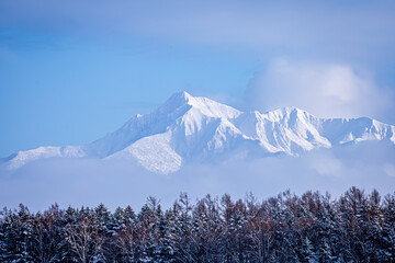 Sharidake in winter showing the rough mountainside