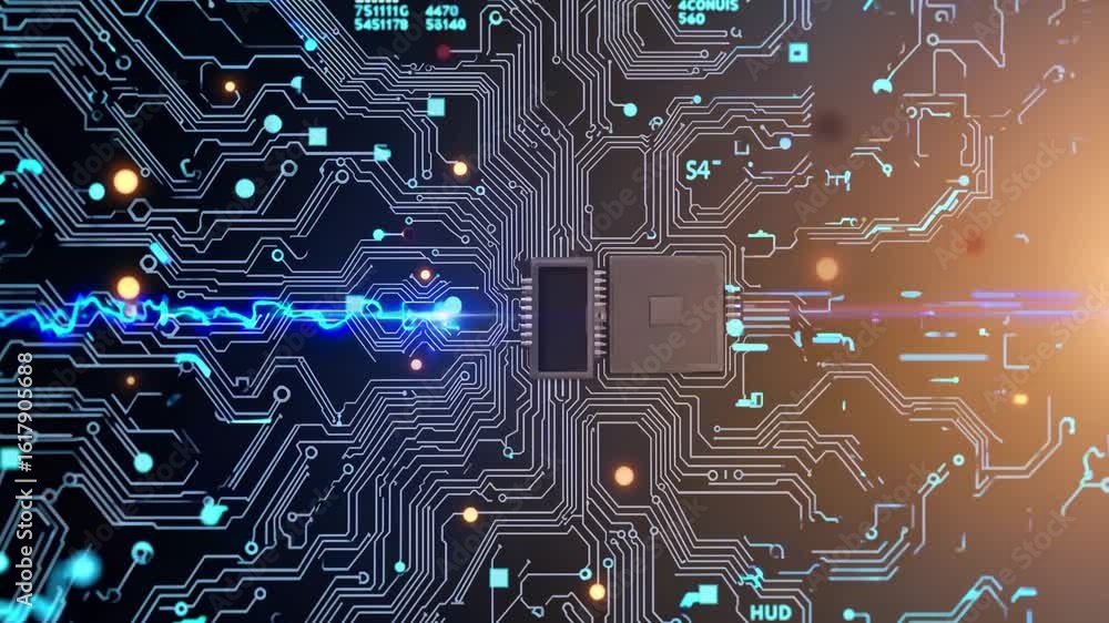 Poster futuristic glow of technological wonders dynamic circuitry illumination for modern projects, boostin