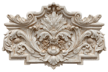Ornamental Plasterwork Frieze Relief Decorative Baroque Carving Architectural Detail Interior on transparent background