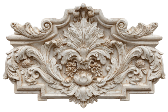 Ornamental Plasterwork Frieze Relief Decorative Baroque Carving Architectural Detail Interior on transparent background