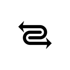 Minimalist Z-shaped arrow icon for sync, data exchange, or transfer direction in modern interface design
