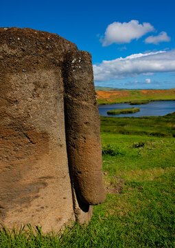 Moai in rano raraku, Easter Island, Hanga Roa, Chile