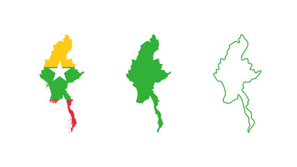 Set of Burma map isolated on white background, vector illustration design