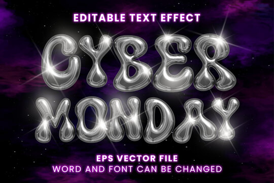 Cyber monday chrome inflated 3d editable text effect