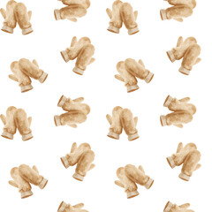 Mittens pattern displayed on a white background, perfect for cozy winter themes and crafts Generative AI