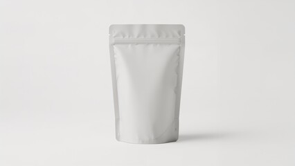 White blank stand up pouch with zipper seal on a plain white background