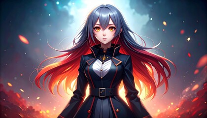 Anime character with glowing hair in a mystical background, evoking fantasy vibes.