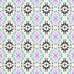 Seamless pattern with flowers, Mediterranean Floral Geometric Seamless Pattern.
