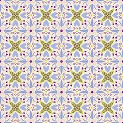 Seamless pattern with flowers, Vintage Mediterranean Floral Geometric Seamless Pattern.