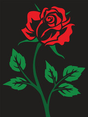 A drawing of a rose with a green background