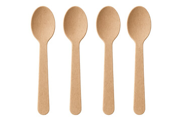 Disposable wooden spoons isolated on transparent background, perfect for eco-conscious catering and takeaway