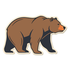 Fototapeta premium Stylized brown bear walking illustration, a powerful grizzly mascot symbol for a logo. Vector graphic icon isolated on white.