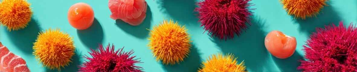 Premium Fresh Sea Urchin Roe with Assorted Seafood for Marine Day in Japan and Summer Solstice Celebrations, Modern Culinary Marketing for Young Professionals and Social Media
