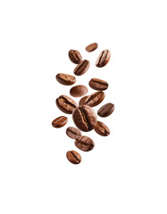Obraz premium Brown roasted coffee beans isolated on white background
