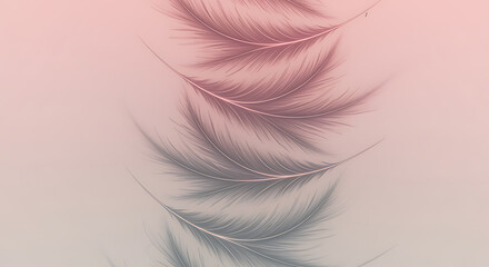 Fototapeta premium Elegant feather plumes dancing on soft pink background for modern designs and gentle creative projects