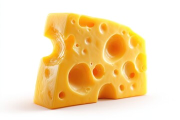 Solid Cheese. Isolated Yellow Snack Slice of Organic Food