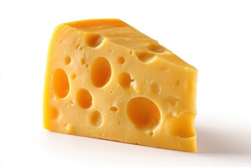 Solid Cheese. Isolated Slice of Yellow Cheese, Perfect Snack for Cheese Lovers