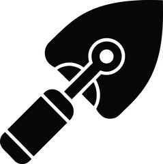 Black garden trowel icon on white background tool gardening