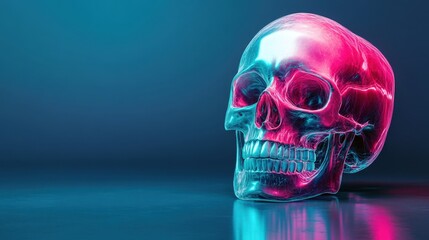 Captivating digital rendering of a human skull studio visual art vibrant environment side view high standard design