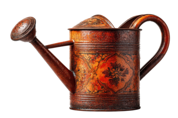 Vintage Watering Can Rustically Ornate Gardening Tools Flowers Home Decor Metal Craft Antique on transparent background