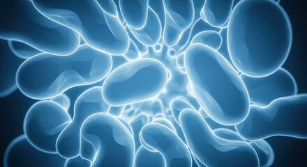 Abstract blue oval shapes with glowing outlines on a dark background