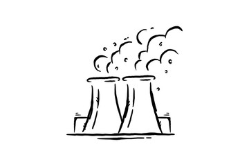 Factory pollution hand-drawn vector illustration