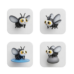 Fototapeta premium Four cute cartoon bee characters in different poses