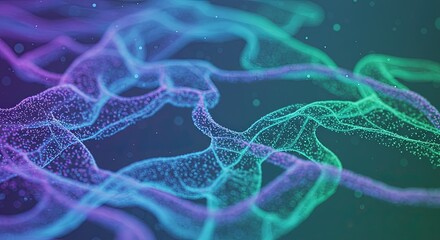 Obraz premium Abstract swirling purple and green nebulae with glowing particles