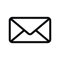 Vector art of vector illustration of a simple black and white email envelope icon for messaging and communication purposes
