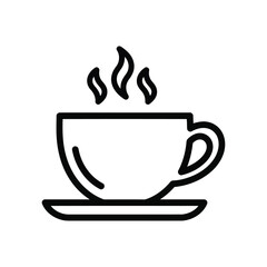 Vector art of vector illustration of a steaming cup of coffee on a saucer, a simple and minimalist design for a cafe