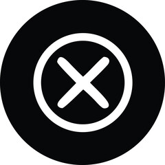 Fototapeta premium A stark black circle encloses a bold white cross within a white circle symbolizing negation or cancellation in a minimalist design