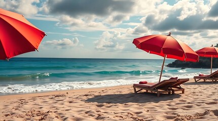 High-resolution stock photo a vibrant beach scene with complementary colors, commercial quality, professional, contrasting colors, balanced tones, dynamic composition