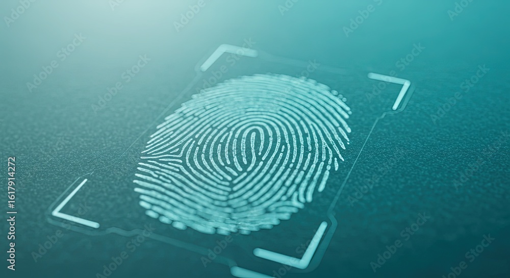 Poster digital fingerprint scan with biometric identification markers