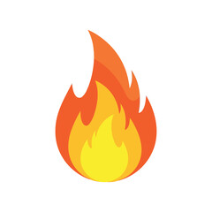 Vector art of vector illustration of a vibrant fire icon with dynamic orange and yellow flames on a clean white background