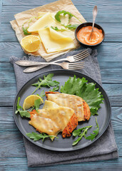grilled chicken breast topped with melted cheese