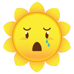 sun crying face cartoon cute
