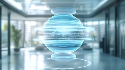 Holographic Venn diagram with overlapping data sets in a sleek business environment