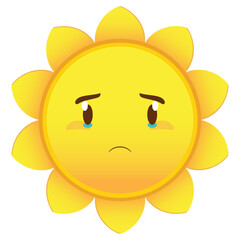 sun crying face cartoon cute