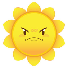 sun angry face cartoon cute