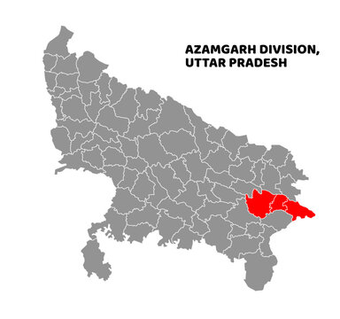 Azamgarh Division Highlighted in Uttar Pradesh State Map of India