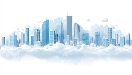 Obraz premium City on a cloud, stylized illustration