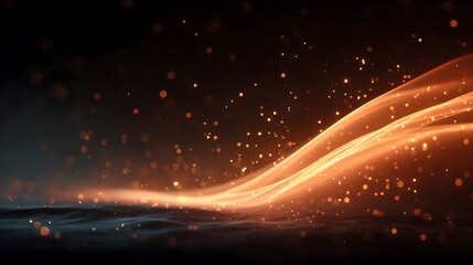 Obraz premium Dynamic abstract waves of glowing light particles flowing across a dark background. Perfect for technology, energy, motion, celebration, and creative design themes.