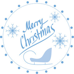 Merry Christmas round design with hand written lettering