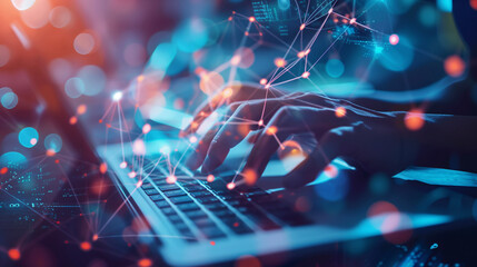 Internet network connection, big data, digital marketing, global business, digital technology background. People using digital tablet and laptop computer, internet networking, innovative technology