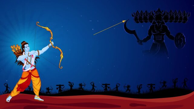 Lord Rama and Ravana for Dussehra Celebration Motion Background