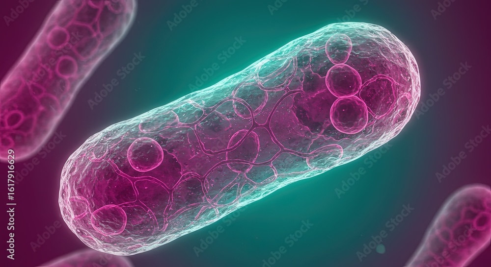 Aufkleber microscopic view of rodshaped bacteria with internal structures