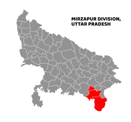 Meerut Division Highlighted in Uttar Pradesh State Map of India