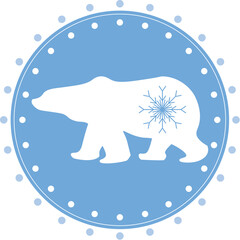 Christmas round design with polar bear
