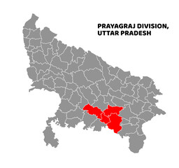 Aligarh Division Highlighted in Uttar Pradesh State Map of India